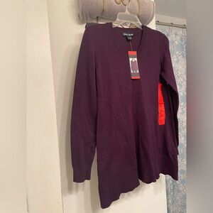 DKNY Deep Purple V-Neck Sweater Size M NWT